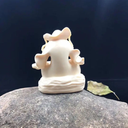 Ivory fruit long eyebrow arhat wood carving handicraft decoration handlebar piece of sculpture play with the Venerable Adhado