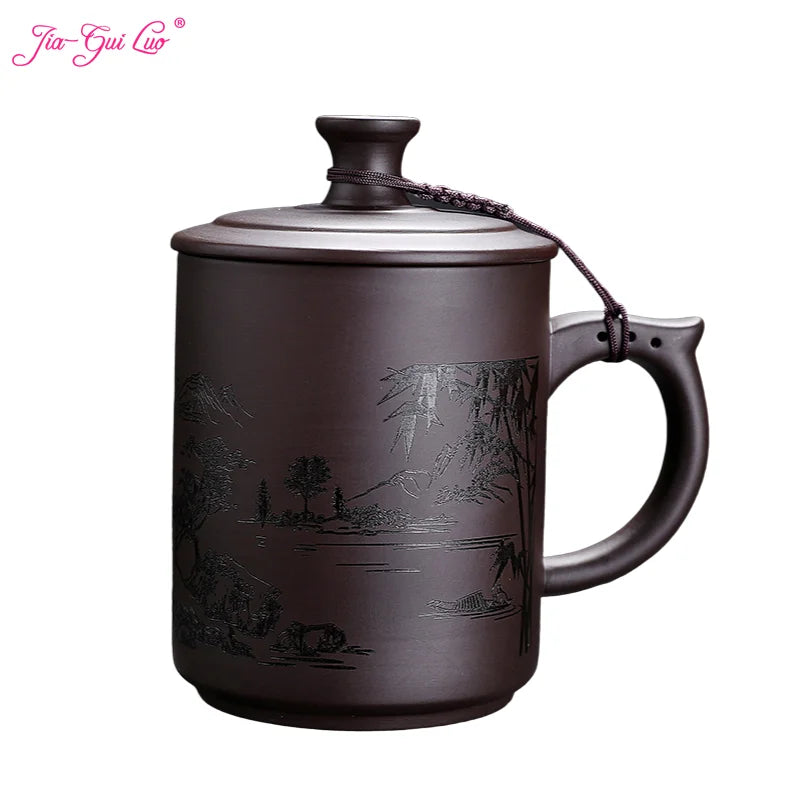 JAI GUI LUO-Purple Clay Pu'er Mugs, Teacher Gifts, Appreciation Mug, Christmas Mug, 450ml, I032