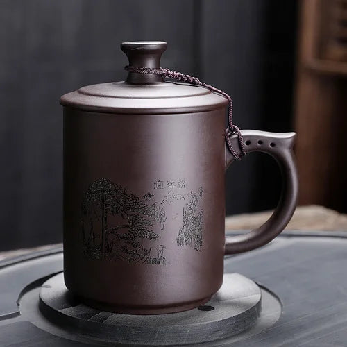 JAI GUI LUO-Purple Clay Pu'er Mugs, Teacher Gifts, Appreciation Mug, Christmas Mug, 450ml, I032