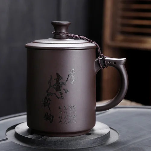 JAI GUI LUO-Purple Clay Pu'er Mugs, Teacher Gifts, Appreciation Mug, Christmas Mug, 450ml, I032
