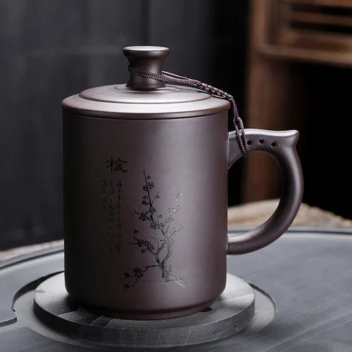 JAI GUI LUO-Purple Clay Pu'er Mugs, Teacher Gifts, Appreciation Mug, Christmas Mug, 450ml, I032