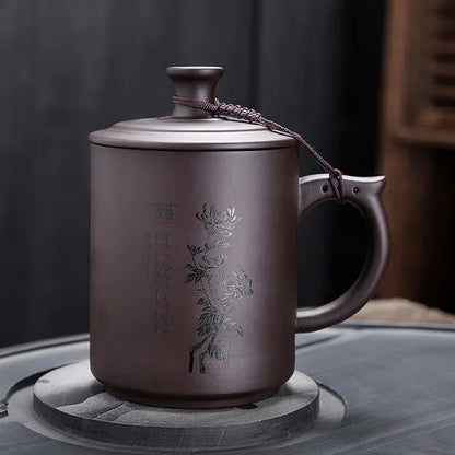 JAI GUI LUO-Purple Clay Pu'er Mugs, Teacher Gifts, Appreciation Mug, Christmas Mug, 450ml, I032