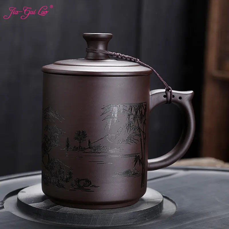 JAI GUI LUO-Purple Clay Pu'er Mugs, Teacher Gifts, Appreciation Mug, Christmas Mug, 450ml, I032