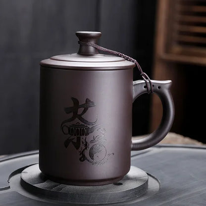 JAI GUI LUO-Purple Clay Pu'er Mugs, Teacher Gifts, Appreciation Mug, Christmas Mug, 450ml, I032
