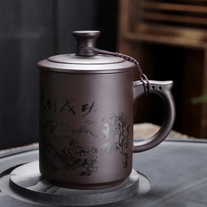 JAI GUI LUO-Purple Clay Pu'er Mugs, Teacher Gifts, Appreciation Mug, Christmas Mug, 450ml, I032