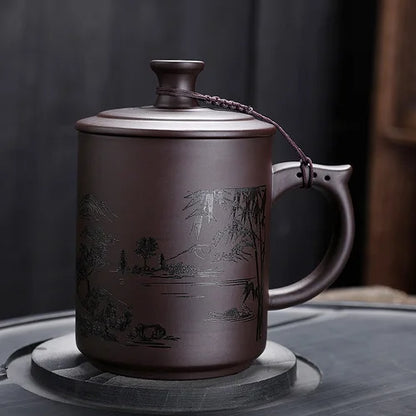 JAI GUI LUO-Purple Clay Pu'er Mugs, Teacher Gifts, Appreciation Mug, Christmas Mug, 450ml, I032