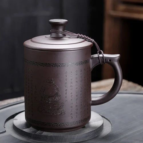 JAI GUI LUO-Purple Clay Pu'er Mugs, Teacher Gifts, Appreciation Mug, Christmas Mug, 450ml, I032