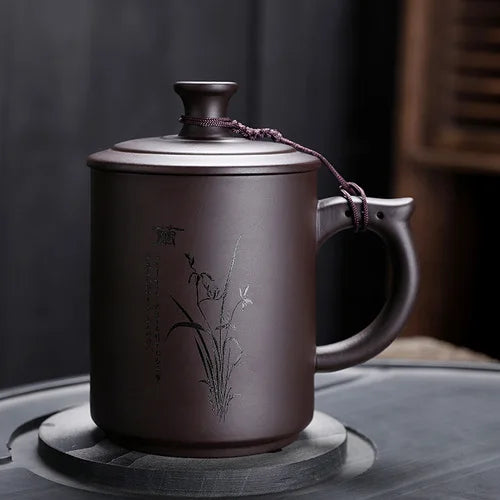 JAI GUI LUO-Purple Clay Pu'er Mugs, Teacher Gifts, Appreciation Mug, Christmas Mug, 450ml, I032