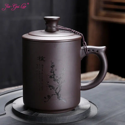 JAI GUI LUO-Purple Clay Pu'er Mugs, Teacher Gifts, Appreciation Mug, Christmas Mug, 450ml, I032