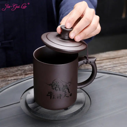 JAI GUI LUO-Purple Clay Pu'er Mugs, Teacher Gifts, Appreciation Mug, Christmas Mug, 450ml, I032