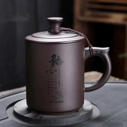 JAI GUI LUO-Purple Clay Pu'er Mugs, Teacher Gifts, Appreciation Mug, Christmas Mug, 450ml, I032