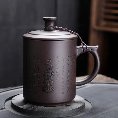 JAI GUI LUO-Purple Clay Pu'er Mugs, Teacher Gifts, Appreciation Mug, Christmas Mug, 450ml, I032