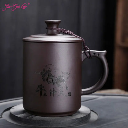 JAI GUI LUO-Purple Clay Pu'er Mugs, Teacher Gifts, Appreciation Mug, Christmas Mug, 450ml, I032