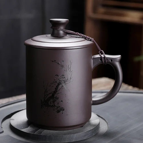 JAI GUI LUO-Purple Clay Pu'er Mugs, Teacher Gifts, Appreciation Mug, Christmas Mug, 450ml, I032
