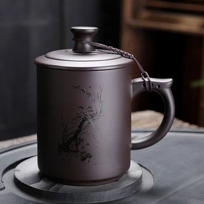 JAI GUI LUO-Purple Clay Pu'er Mugs, Teacher Gifts, Appreciation Mug, Christmas Mug, 450ml, I032