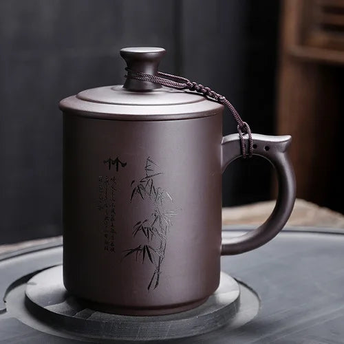 JAI GUI LUO-Purple Clay Pu'er Mugs, Teacher Gifts, Appreciation Mug, Christmas Mug, 450ml, I032