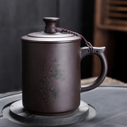 JAI GUI LUO-Purple Clay Pu'er Mugs, Teacher Gifts, Appreciation Mug, Christmas Mug, 450ml, I032