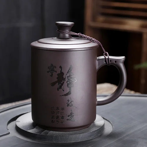 JAI GUI LUO-Purple Clay Pu'er Mugs, Teacher Gifts, Appreciation Mug, Christmas Mug, 450ml, I032