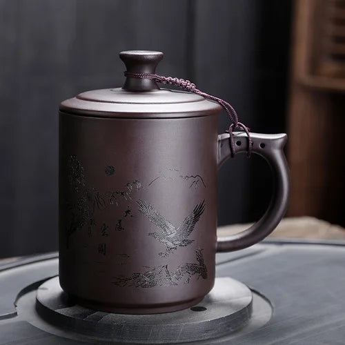 JAI GUI LUO-Purple Clay Pu'er Mugs, Teacher Gifts, Appreciation Mug, Christmas Mug, 450ml, I032