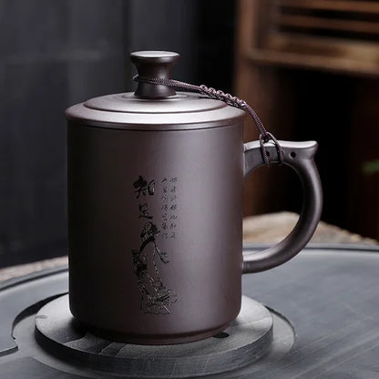 JAI GUI LUO-Purple Clay Pu'er Mugs, Teacher Gifts, Appreciation Mug, Christmas Mug, 450ml, I032