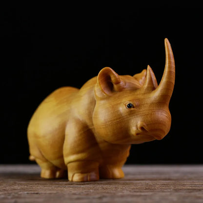 JIA-GUI LUO-Boxwood Carving Animals, Home Decoration, Decorative Ornaments, Rhinestones, Elephant, Hippopotamus, A030