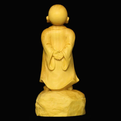 JIA-GUI LUO-Boxwood Carving, Home Decorations, Wooden Crafts, Gifts, Souvenirs, Young Monk, A054