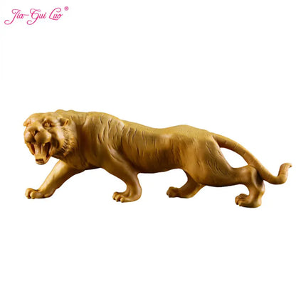JIA-GUI LUO Boxwood Carving Tiger Decoration, Small Sculpture Model, Craft Gift, Home Office Decoration, A041