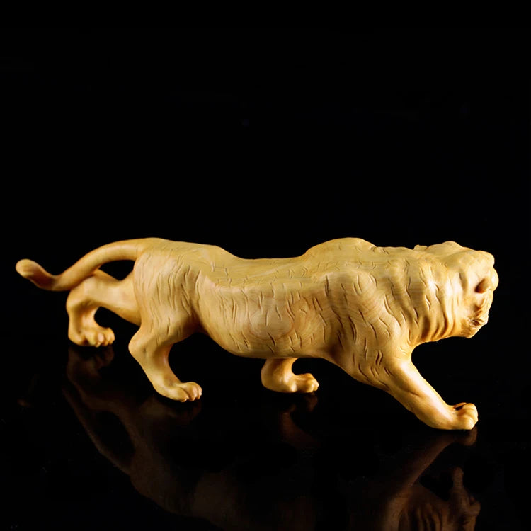 JIA-GUI LUO Boxwood Carving Tiger Decoration, Small Sculpture Model, Craft Gift, Home Office Decoration, A041
