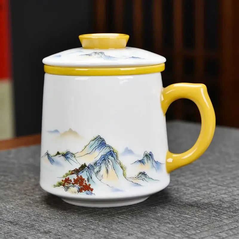 JIA GUI LUO-Ceramic Coffee Mug, Teacups, Tea Cups, Office Drinkware, Travel Cup, I142, 400ml