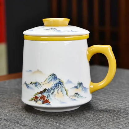 JIA GUI LUO-Ceramic Coffee Mug, Teacups, Tea Cups, Office Drinkware, Travel Cup, I142, 400ml