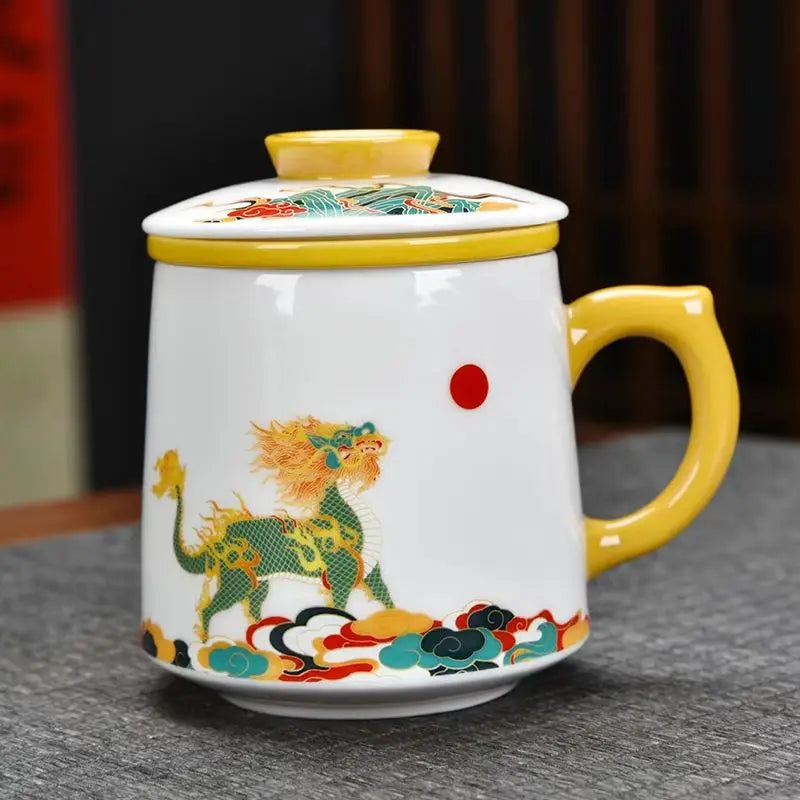 JIA GUI LUO-Ceramic Coffee Mug, Teacups, Tea Cups, Office Drinkware, Travel Cup, I142, 400ml
