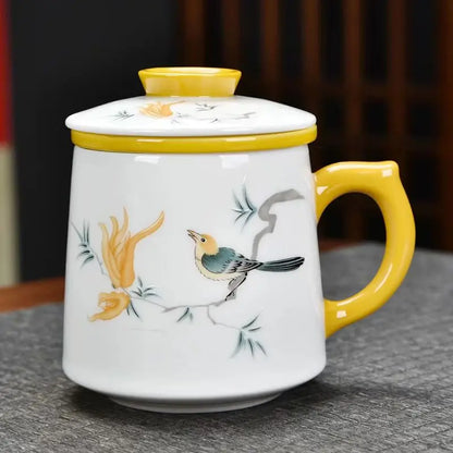 JIA GUI LUO-Ceramic Coffee Mug, Teacups, Tea Cups, Office Drinkware, Travel Cup, I142, 400ml