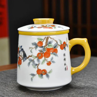 JIA GUI LUO-Ceramic Coffee Mug, Teacups, Tea Cups, Office Drinkware, Travel Cup, I142, 400ml