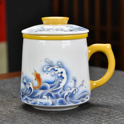 JIA GUI LUO-Ceramic Coffee Mug, Teacups, Tea Cups, Office Drinkware, Travel Cup, I142, 400ml