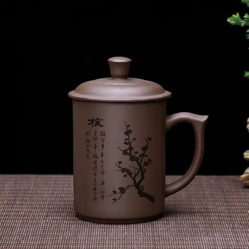 JIA-GUI LUO-Ceramic Tea Mugs, Purple Clay Cup, Pu'er Teacups, Office Cups, Gift Travel, 430ml