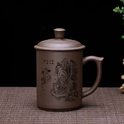 JIA-GUI LUO-Ceramic Tea Mugs, Purple Clay Cup, Pu'er Teacups, Office Cups, Gift Travel, 430ml