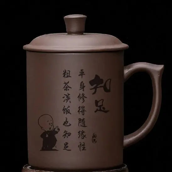 JIA-GUI LUO-Ceramic Tea Mugs, Purple Clay Cup, Pu'er Teacups, Office Cups, Gift Travel, 430ml