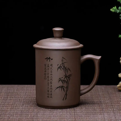 JIA-GUI LUO-Ceramic Tea Mugs, Purple Clay Cup, Pu'er Teacups, Office Cups, Gift Travel, 430ml