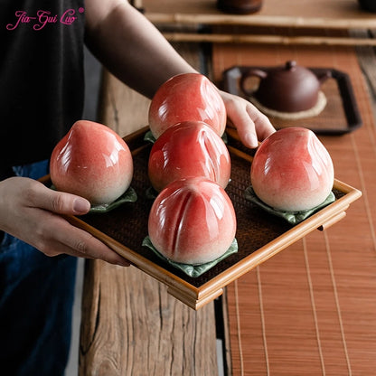 JIA GUI LUO-Peach Style Ceramic Tea Caddies, Tea Organizer, Tea Tins, Coffee Storage Box, Tea Container