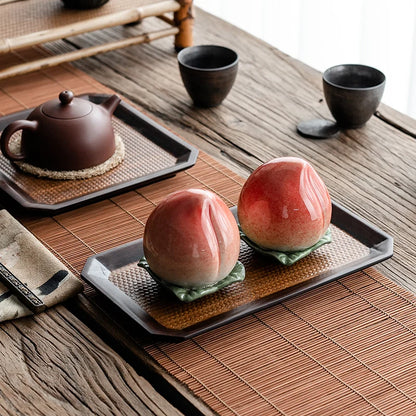 JIA GUI LUO-Peach Style Ceramic Tea Caddies, Tea Organizer, Tea Tins, Coffee Storage Box, Tea Container