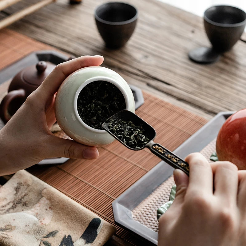JIA GUI LUO-Peach Style Ceramic Tea Caddies, Tea Organizer, Tea Tins, Coffee Storage Box, Tea Container