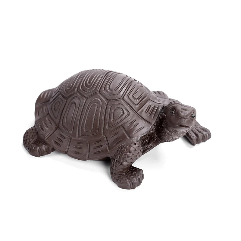 JIA-GUI LUO-Purple Clay Longevity Turtle, Pet Ornaments, Tea Accessories, Creative Crafts, 15cm, N005