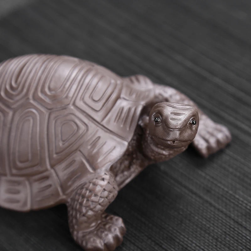 JIA-GUI LUO-Purple Clay Longevity Turtle, Pet Ornaments, Tea Accessories, Creative Crafts, 15cm, N005