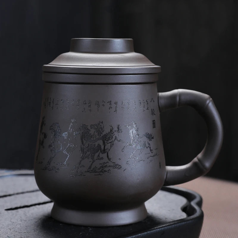 JIA GUI LUO Purple Clay Personality Tea set teacup with lid filter Office Mark cup Travel portable drinking utensils I033