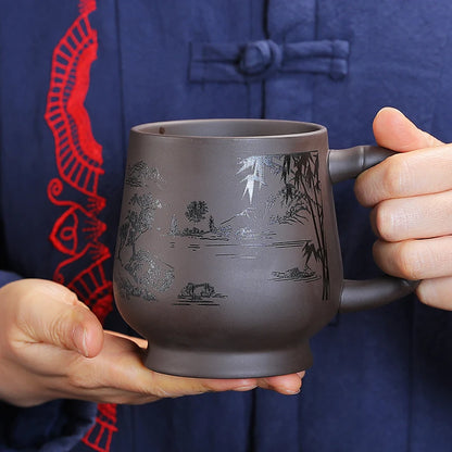 JIA GUI LUO Purple Clay Personality Tea set teacup with lid filter Office Mark cup Travel portable drinking utensils I033