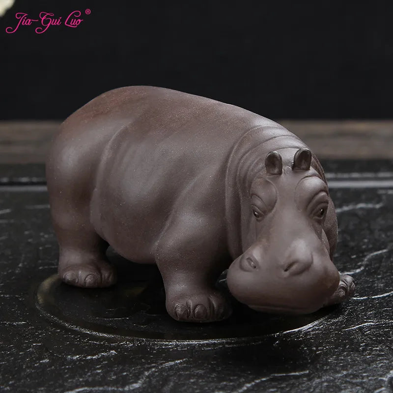 JIA-GUI LUO-Purple Clay Tea Pet, Animal, Hippo, Home Decor, Decoration, N021