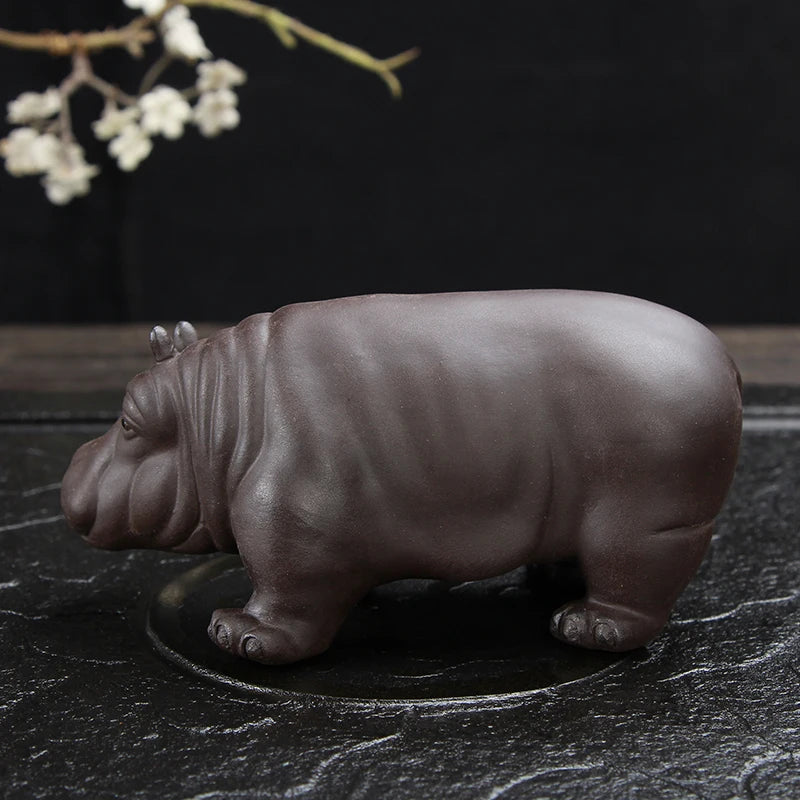 JIA-GUI LUO-Purple Clay Tea Pet, Animal, Hippo, Home Decor, Decoration, N021