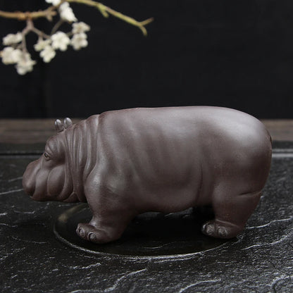 JIA-GUI LUO-Purple Clay Tea Pet, Animal, Hippo, Home Decor, Decoration, N021