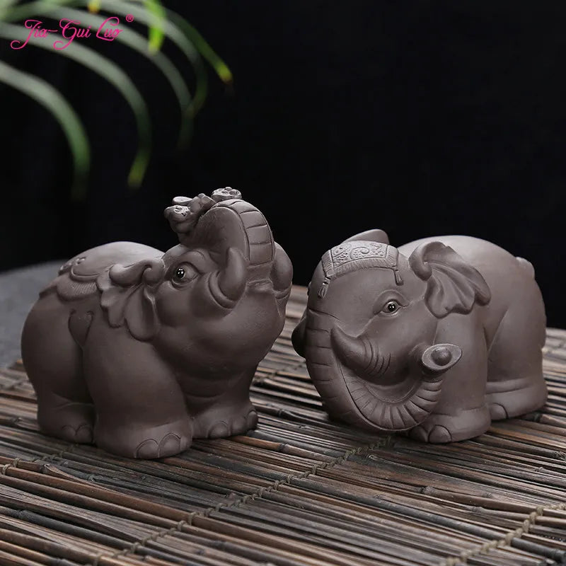 JIA-GUI LUO-Purple Clay Tea Pet, Elephant Tea Pet, Home Decor, N017