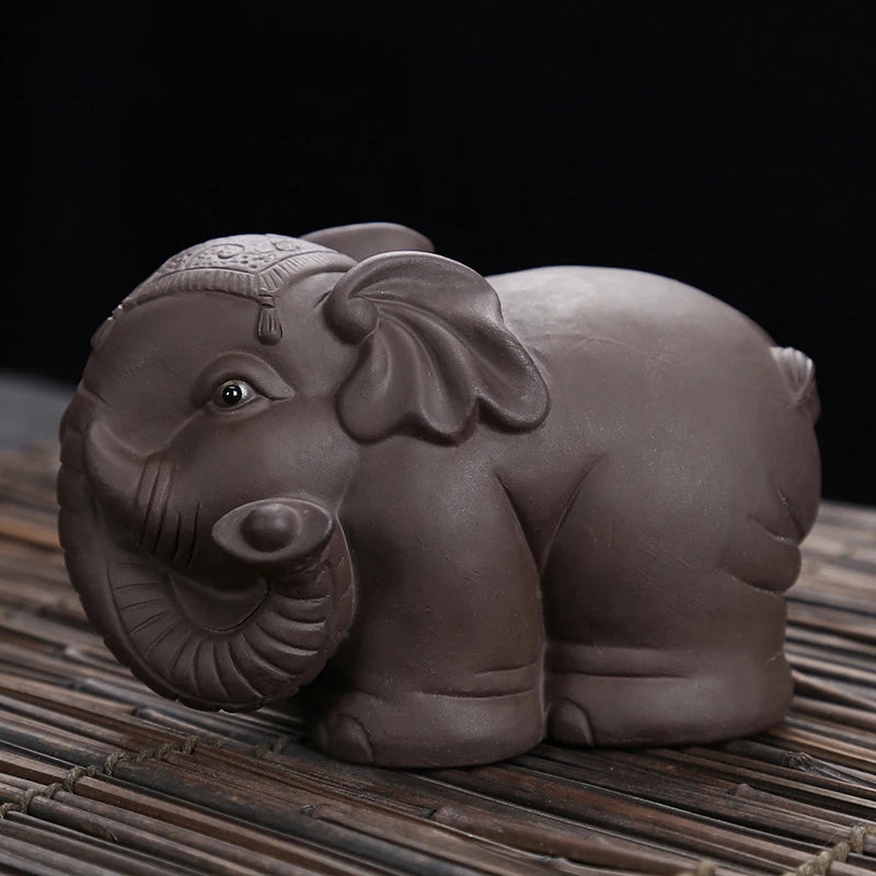 JIA-GUI LUO-Purple Clay Tea Pet, Elephant Tea Pet, Home Decor, N017